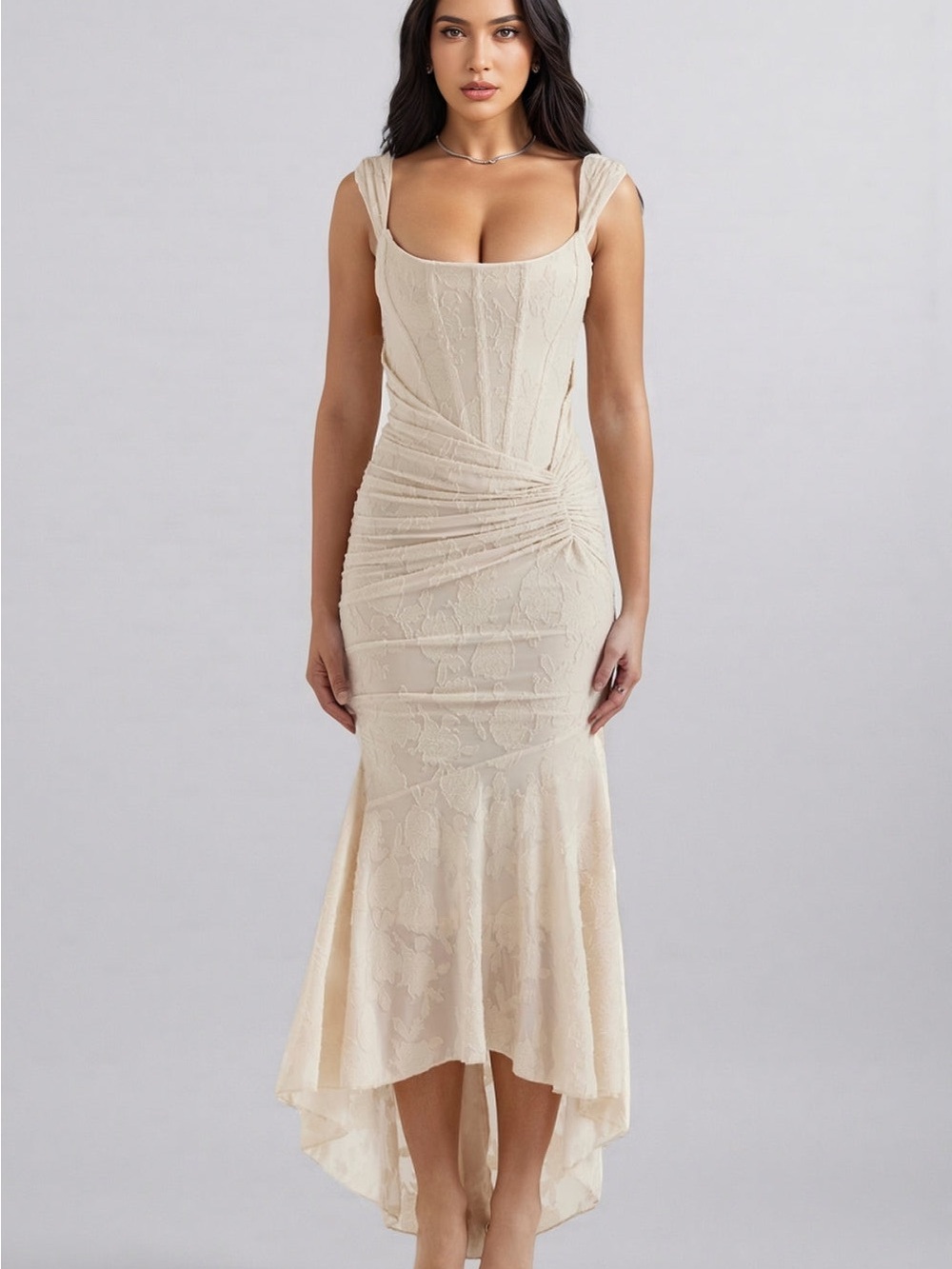 Boutique Engagement party dress- Elegant Cream Lace Mermaid Dress